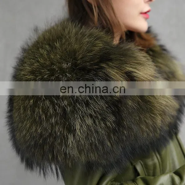 2017 High Quality Large Fluffy Real Raccoon Fur Collar Jacket Coat Lady Winter Sheepskin Genuine Sheep Leather Jacket Women photo-4