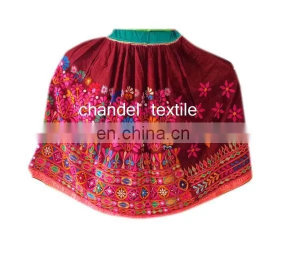 Banjara SkirtVINTAGE Skirt Rabari Collectible Banjara Belly Dance Kuchi Ethnic PINK Color With Multi Color EMBROIDERY Skirts photo-4