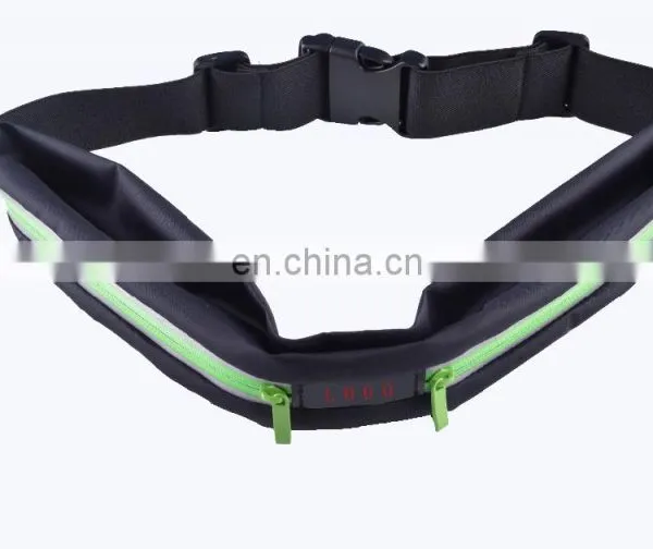 Outdoor Sweatproof Reflective Lycra Runner Belt Sports Waist Pack With Two Expandable Pockets
