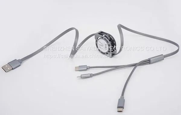 USB Cable LOGO Printed Stretch One Tow Three Data Cable Type-c Customized 2a Three-in-one Charging Cable Android Apple Universal Quick Charging Cable photo-5