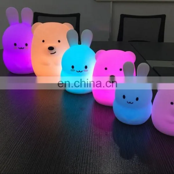 New Design Baby Bedside Silicone Light 7 Colors Changing Tap Bunny Led Night Light photo-4