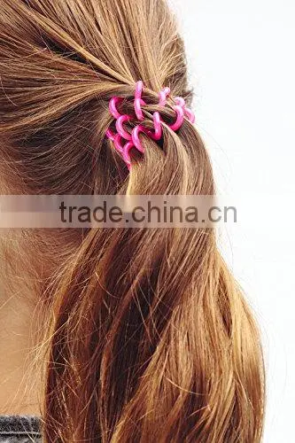Mix Color Phone Cord Twisted Plastic Gummy Hair Bobbles Elastics Ponytail Hold photo-2