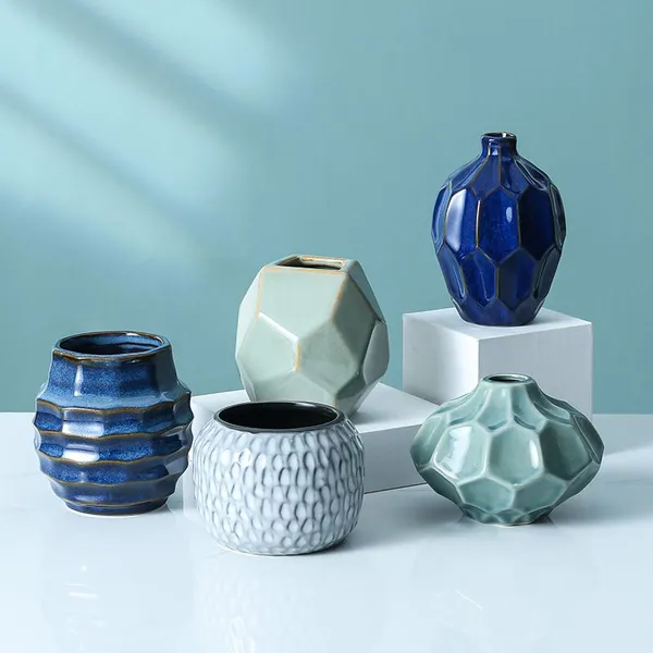 Semi-Porcelain Creative Little Round Fashion Ceramic Vase,Linving Room Decoration photo-2
