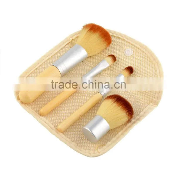 4pcs Private Logo Bamboo Handle Makeup Brush Kit Powder Brush Foundation Brush With Punch photo-4