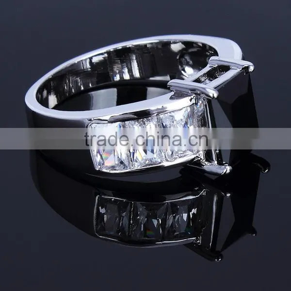 Hot Classic Rectangle One Stone Wedding Ring Black Color Cc Fine Jewelry Ring photo-3