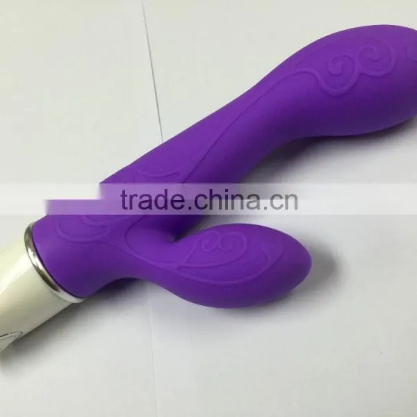 2016 New Sex Toys Hot Sexi Photo Image Purple Waterproof Double Rabbit Vibrator Free Vibrating Dildo for Women photo-4