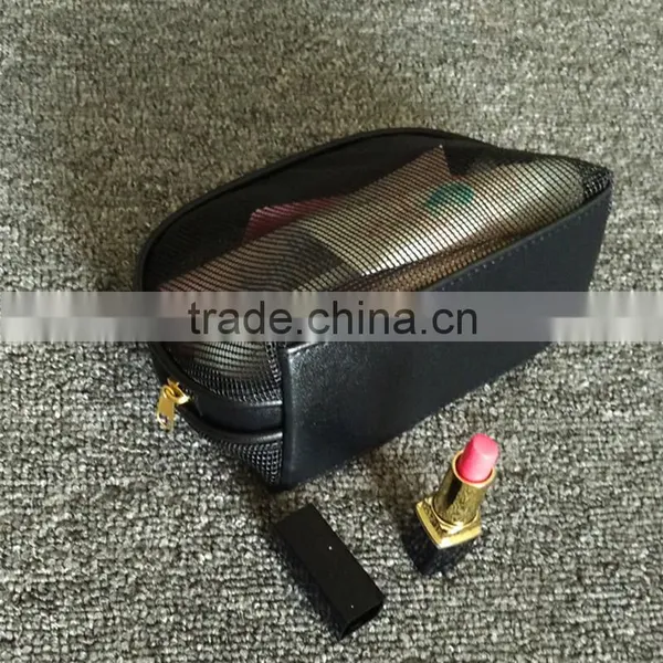 Semicircular Transparent Makeup Bags Black Net Hollow Cosmetic Bag Makeup Websites photo-3