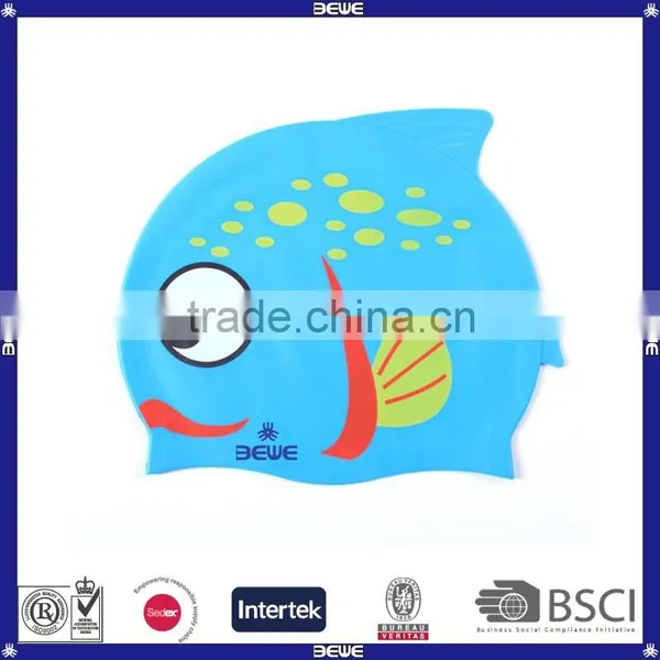 Waterprooof Food Grade Silicone Fish Shape Swim Cap