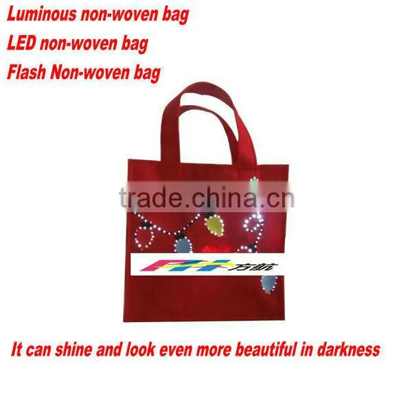 FH Promotional Christmas Luminous LED Flashing Gift Bag Nonwoven Bags
