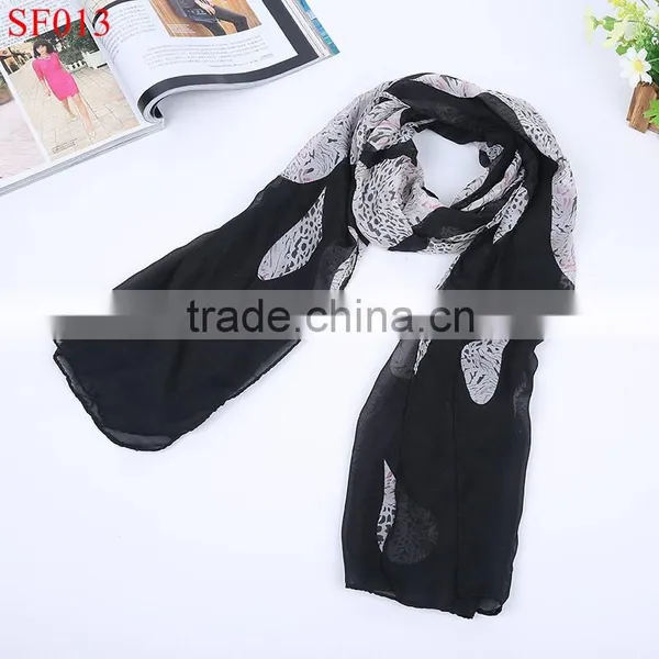 SF015 2015 Hot Sale Autumn Silk Cachecol Chiffon Scarf Purple Scarf Leopard Print Super Star photo-3