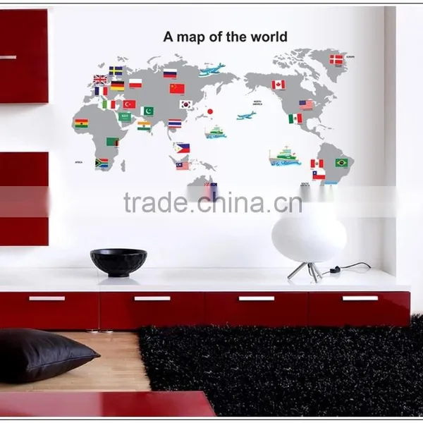 ALFOREVER Hot Sale Wallmap Wall Sticker for Home Decoration,pvc Wallmap Sticker photo-2