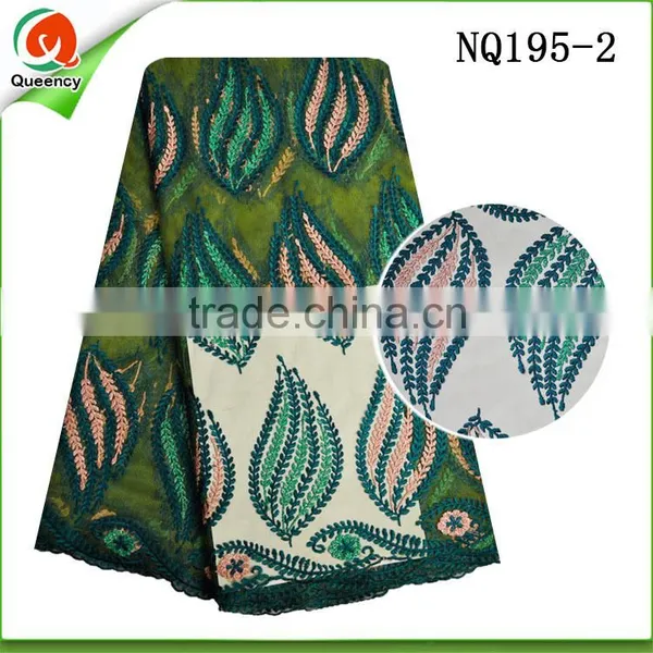 High Quality African French Lace Fabric Embroidery Design Tulle Lace NQ194-5 photo-3