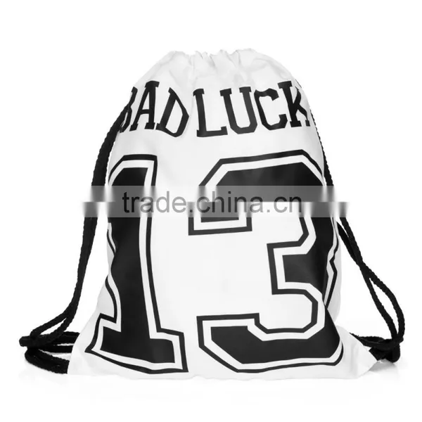 Brand New Custom 3D Print Cheap Cloth Drawstring Sports Bag photo-3