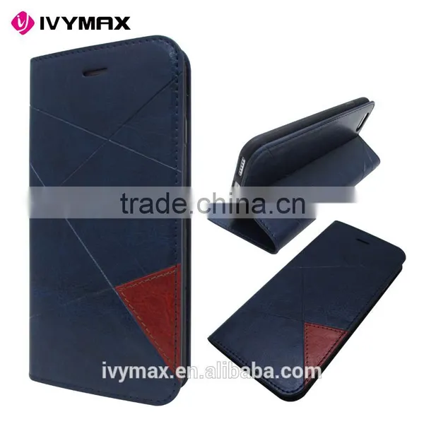 Guangzhou Manufacturer Slim Dual Color Leather Flip Cover Wallet Case for Apple Iphone 6 4.7 Inc With Credit Card Slot photo-2
