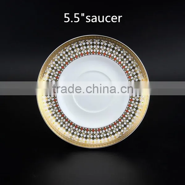 150ml Bone China Round Shape Coffee Cup Golden Decal Ceramic Tea Cup and Saucer Stands photo-4