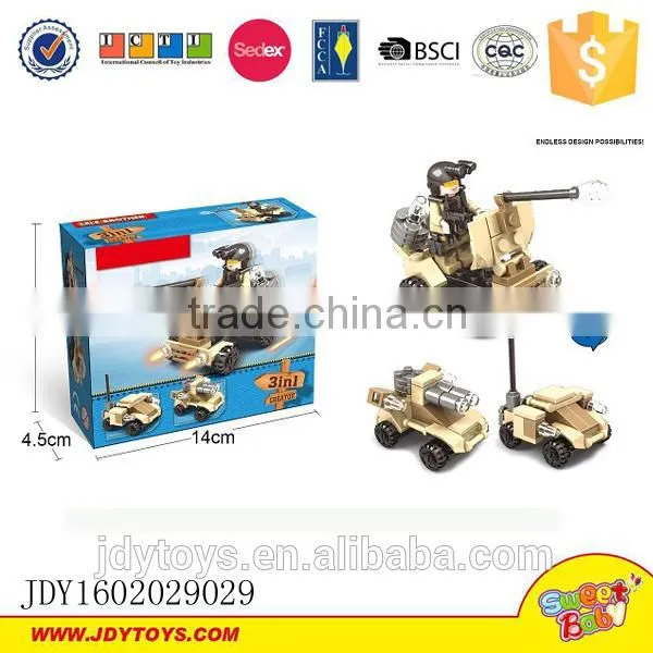 Toy Brick Military Toys Series Military Vehicle 3 in 1 Changeable Military Car photo-2
