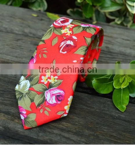 Wholesale Fashion Slim Floral Cotton Tie photo-2