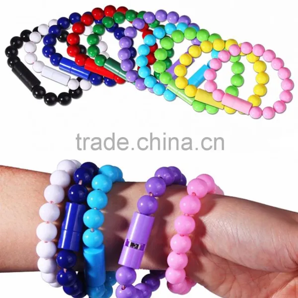 Candy Color Wearable Bracelet Wrist Pearl Micro USB Cable&8pin Cable for IPhone5/6 photo-2