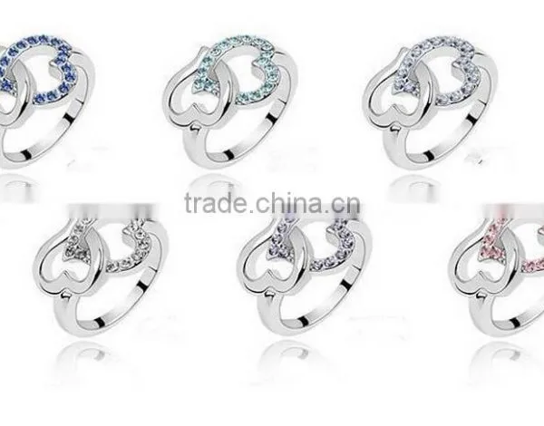 Fashion Women Lady Heart Shaped Wedding Engagement Zircon Ring Jewelry photo-4