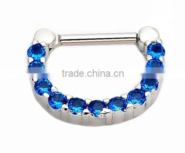 Septum Clicker Nose Rings CZ Gem Ear Piercing Cuff Diath Cartilage photo-5