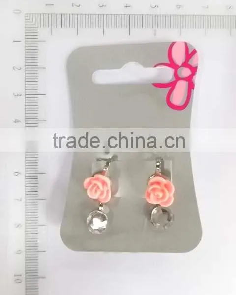 Lovely Acrylic Rose Flower and Hexagonal Glass Earring Set for Children photo-3