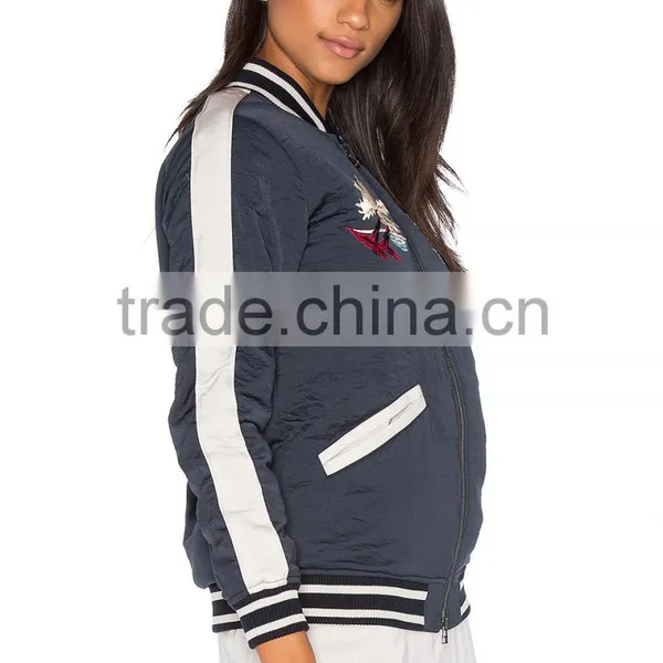 Hot Sell Ladies Apparel Custom Embroidered Bomber Jackets Fashion Apparel Factory China Most Popular Supplier's photo-3