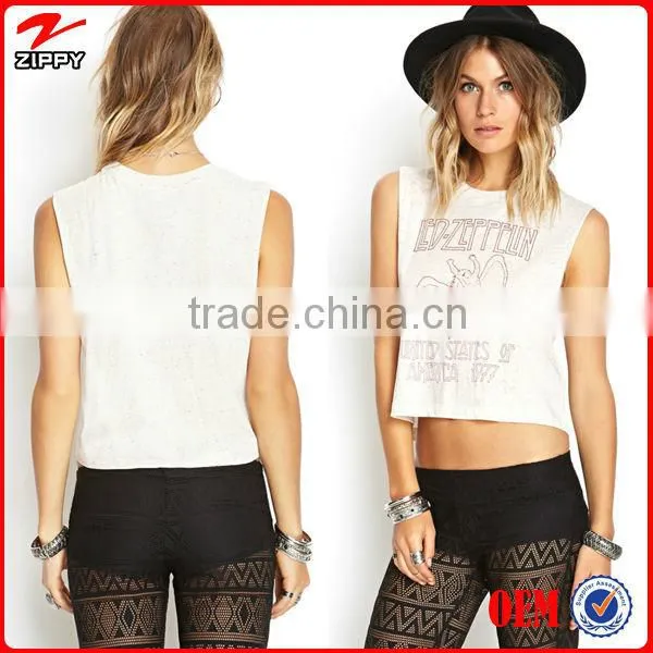OEM service supply type Women Printed pattern Muscle Tee