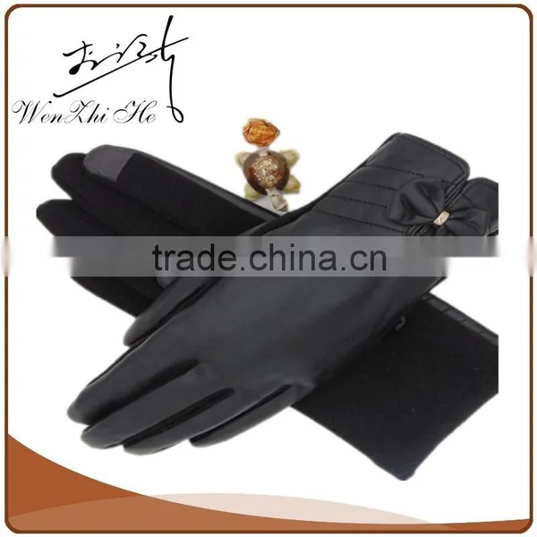 Smart Touch Screen PU Gloves With Bowknot photo-5