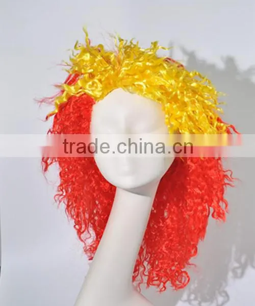 Half and Half Color Wig Afro Curls Explosion Synthetic Crazy and Funny Wig N300 photo-3