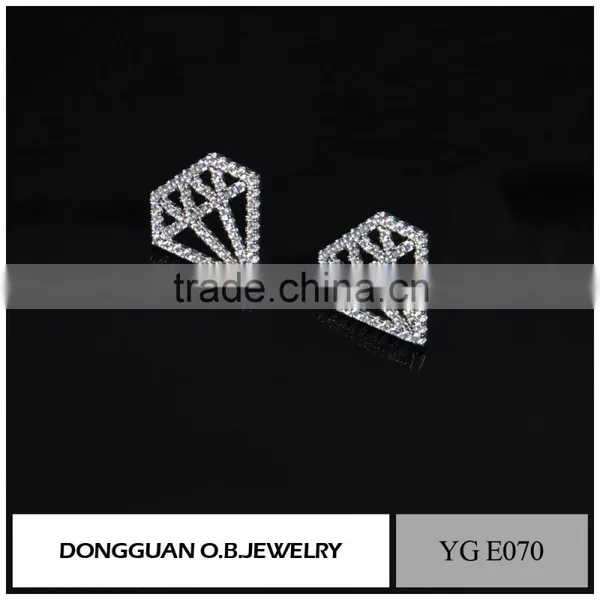 Fashion Diamond Shape Earring Without Stone for Grils Hot Selling Simple Earring photo-2