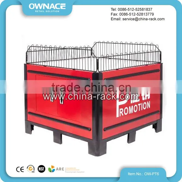 Supermarket Exhibition Metal Stand Promotion Table with Guardrail
