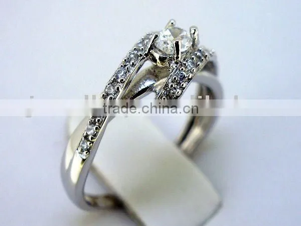 QCR007 Quality Handmade Silver Ring,cheap Silver 925 Ring With CZ in Rhodium Plating