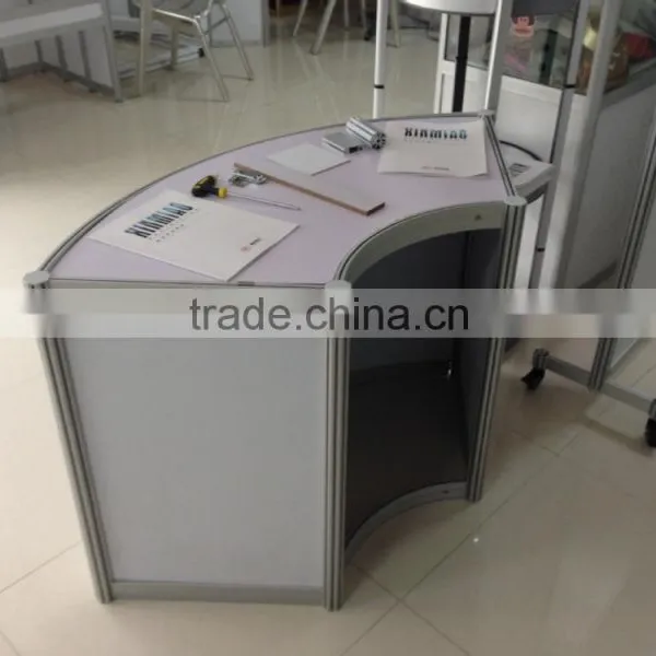 Hot Sale Aluminum Curved Solid Surface Reception Desk for Exhibition Display photo-3