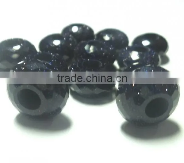 AAA Chinese Blue Sunstone Stylist Rondelle Big Hole Beads
