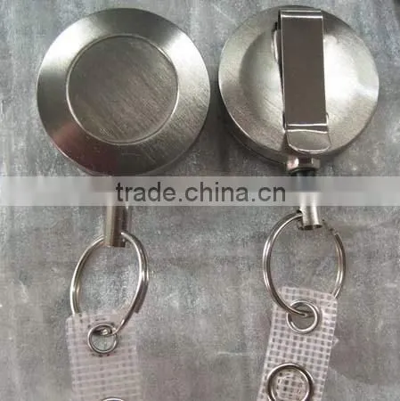 Special Satin Finish Nickle Plating Metal Retractable Badge Holder With Metal Cord
