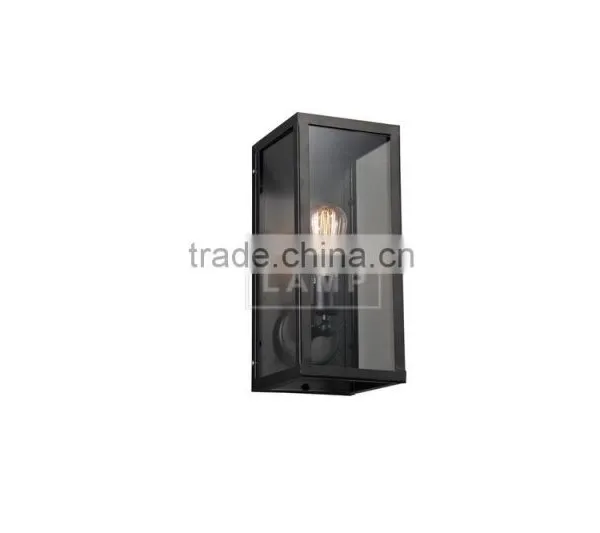 Industrial Metallic and Glass Lamp Shade Wall Sconce Box Wall Lamp photo-5