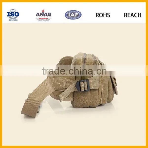 Classical Style Multilayer Adjustable Strap Canvas Waist Bag for Outdoor Cycling photo-4