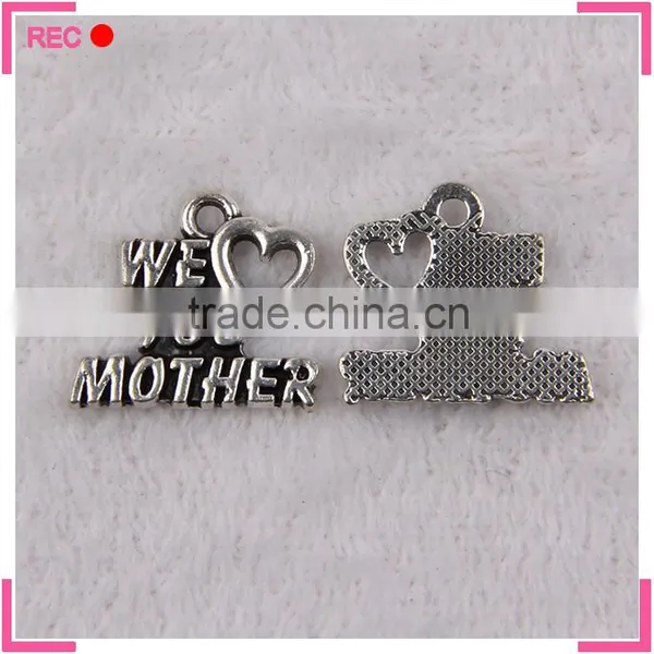Engraved Name Alloy Pendants, Antique Imitate Silver Heart Shape Pendant photo-2