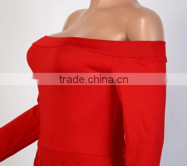 Bonvatt 2017 New Arrival Red Hollow Out Turtleneck Knee-Length Bandage Dress Sleeveless With Hole Sexy Costumes photo-6