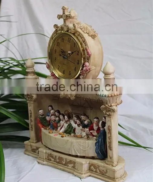 Religious Theme The Last Supper Jesus Statue Table Clock photo-3