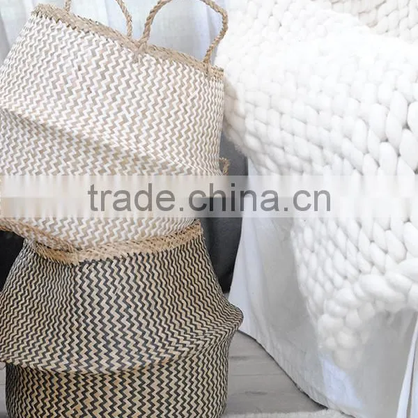 Handmade Home Decor Zigzag Belly Seagrass Basket photo-4
