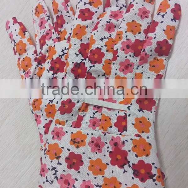 DDSAFETY Red Dots On Palm Flower Design Back Band Cuff Garden Gloves photo-2