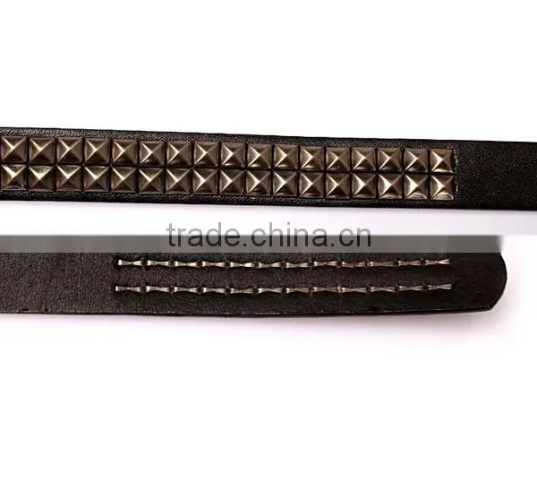 Wholesale Double Layer Pyraid Rivets Decorated D Buckle Sex Girl Thin PU Waist Belt photo-4