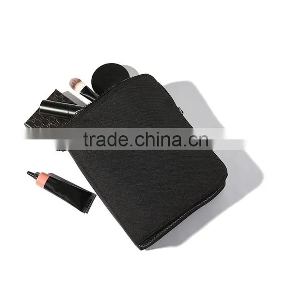 Black pu Leather Designer Makeup Bag With Professional photo-4