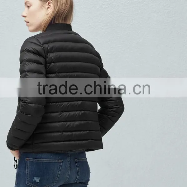 Outdoor Keep Warm Women Black Quited Feather Down Winter Coat photo-5