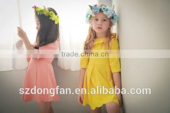 Three-quarter Sleeve Lotus Leaf Collar Skirt Frock Design Mother Daughter Matching Dress photo-2