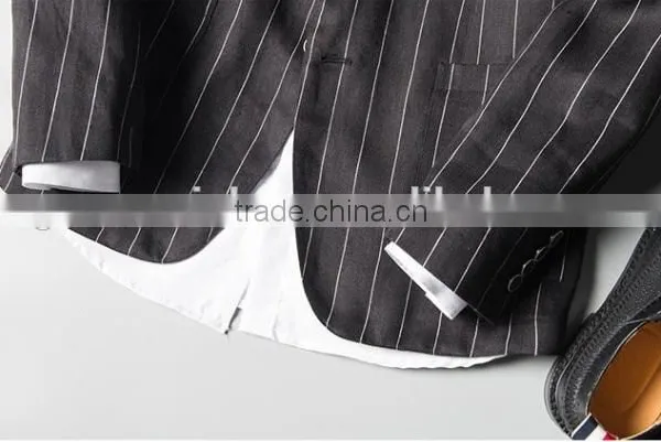 2017 New Style Latest Design China Factory Stripe Linen Fabric Boy Suit photo-5
