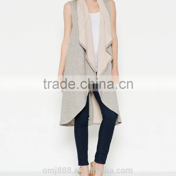 China Supplier Lady Draped Shawl Collar Vest Outer photo-2