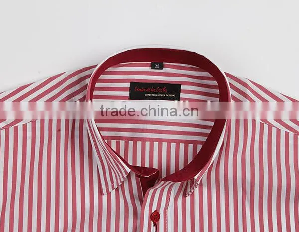 Burgundy Stripe Men's Stretch Shirts photo-3