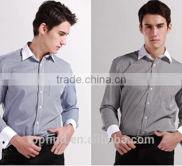China Supplier OEM Fashion Classic Men's Busniess Long Sleeve Dress Shirt With French Cufflink photo-2